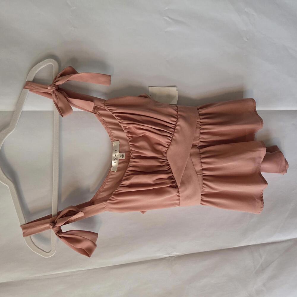 ROW A Women's Pink Sleeveless‎ Top with Tie Shoulder Straps